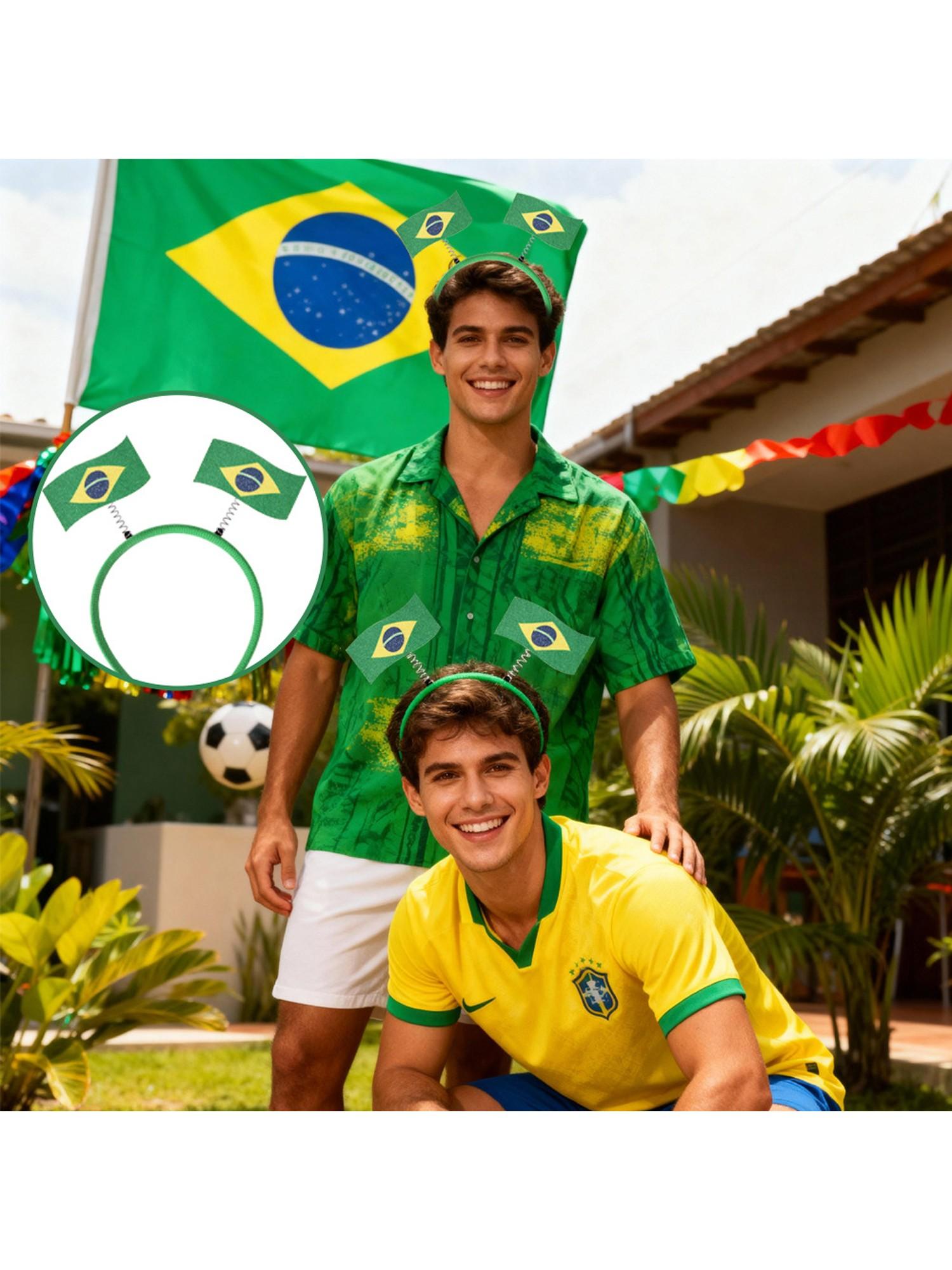 5 Piece Flag Element Hairbands Fan Support Headwear Party Photo Decoration Elastic Hair Bands, Colorblock Pattern, All Seasons