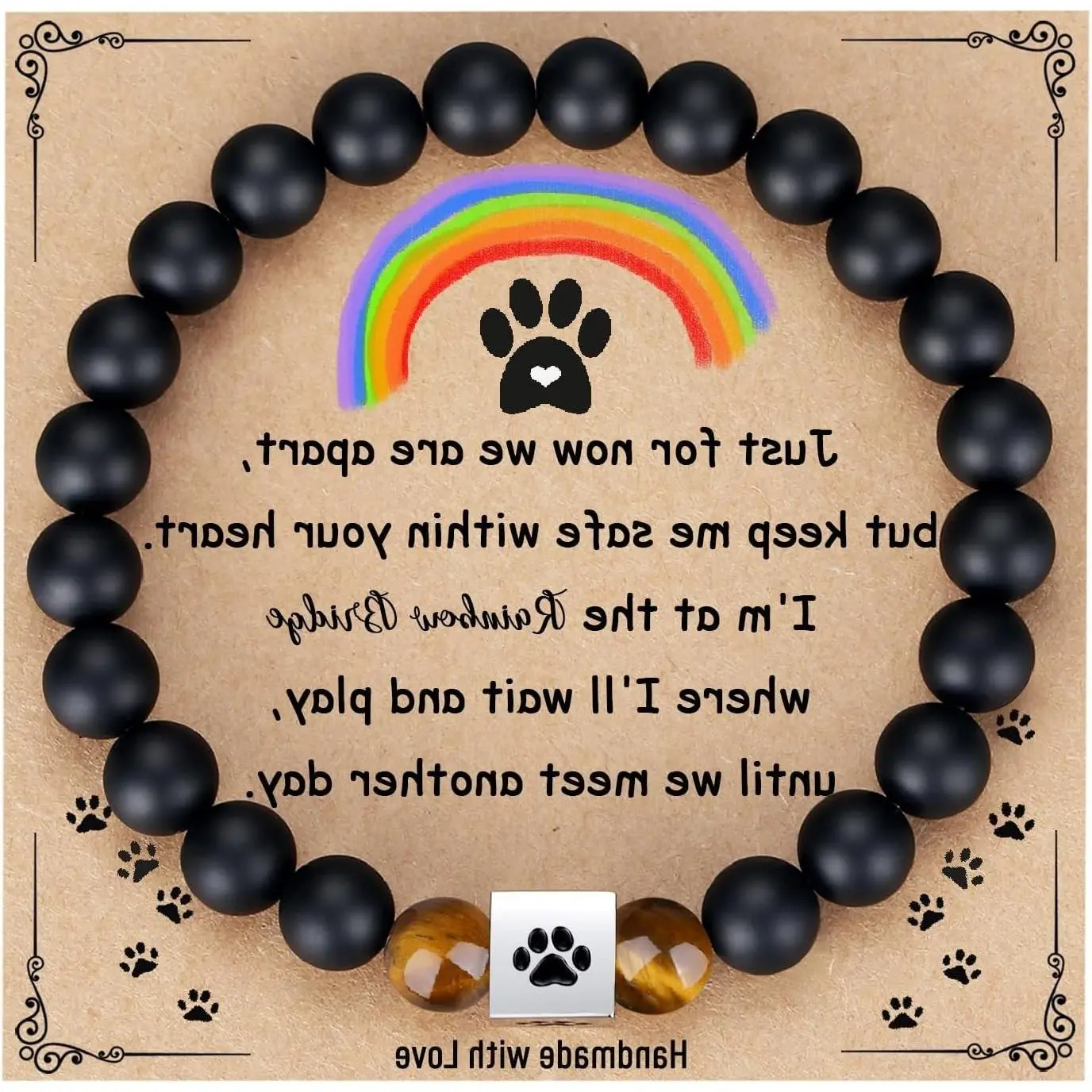 Dog Memorial Gifts, Pet Sympathy Rainbow Bridge Memorial Bracelet for Men Women Girls Who Lost a Beloved Dog or CatGift