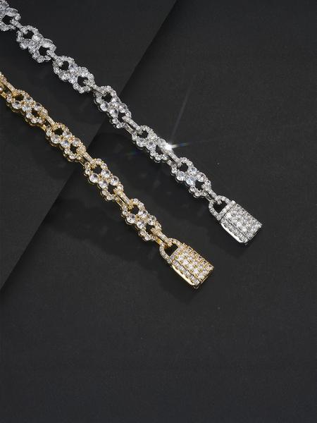1PC ICED CHICS Eight-shaped Infinity bracelet, copper inlaid cubic zirconia, texture bracelet, Cuban Link Bracelet, street casual style, the best gift for your partner, date, party.