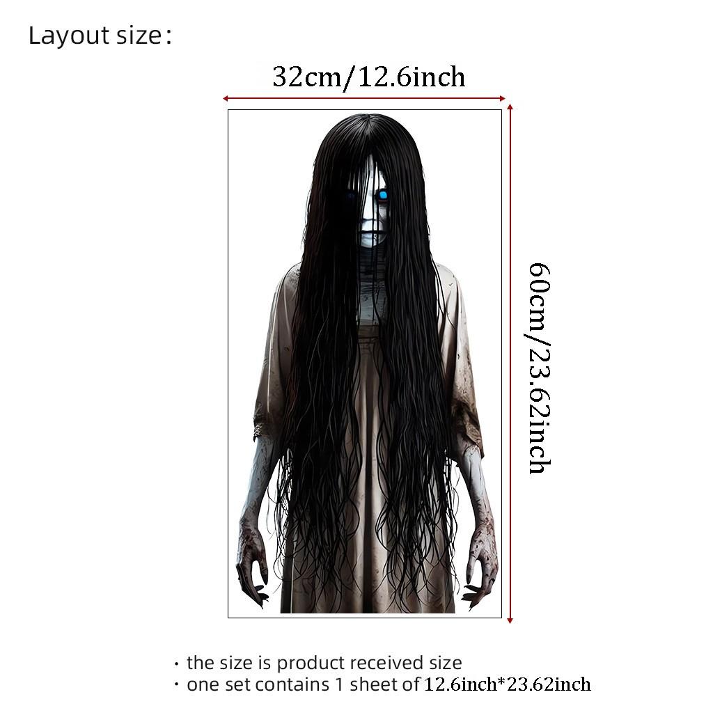 Halloween Horror Window Break Decor Sticker, Self-Adhesive Removable PVC, Room Wall Home Decoration, Halloween Party Stickers