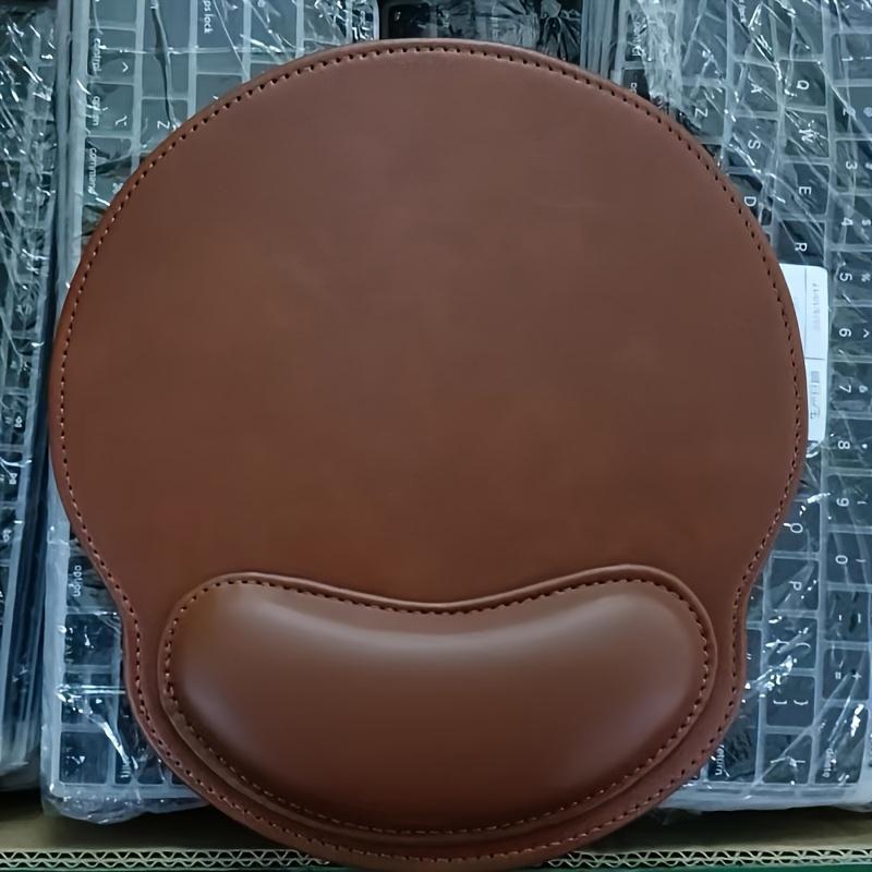 High end faux leather ergonomic mouse pad with anti slip base - durable brown office desk pad, suitable for office, Halloween gifts, Christmas gifts