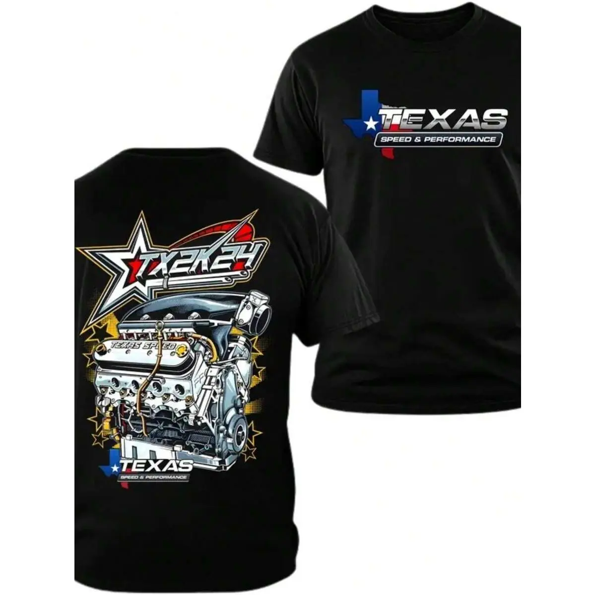 Texas Speed & Performance T-Shirt, TX2K Turbo Engine Graphic, Soft Cotton Shirt, Drag Racing Performance Apparel