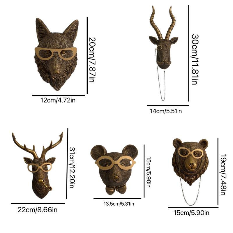 Antique Animal Head Wall Decor, Home Decoration Hanging Piece, Vintage Style Animal Head Ornament, Wall Ornaments, Interior Wall Decor, Home Bedroom Decor, 1 Piece