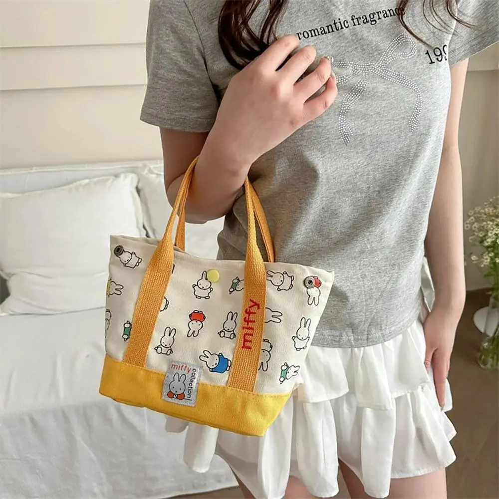 HOT Sale Kawaii Miffy Cute Handbag Cartoon Rabbit Canvas Embroidery Fashion Bento Multifunctional Storage Bag Girl Gift