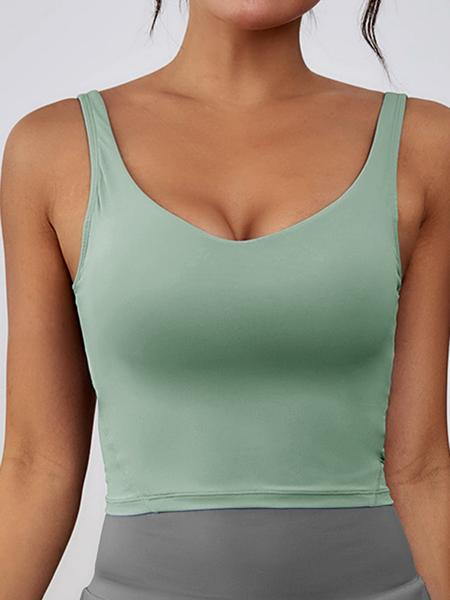 Women's Solid Sports Bra, Sporty Wide Strap Lingerie Top for Tennis Pickleball, Gym Clothes, Women's Athletic Clothing for Indoor Outdoor Wear
