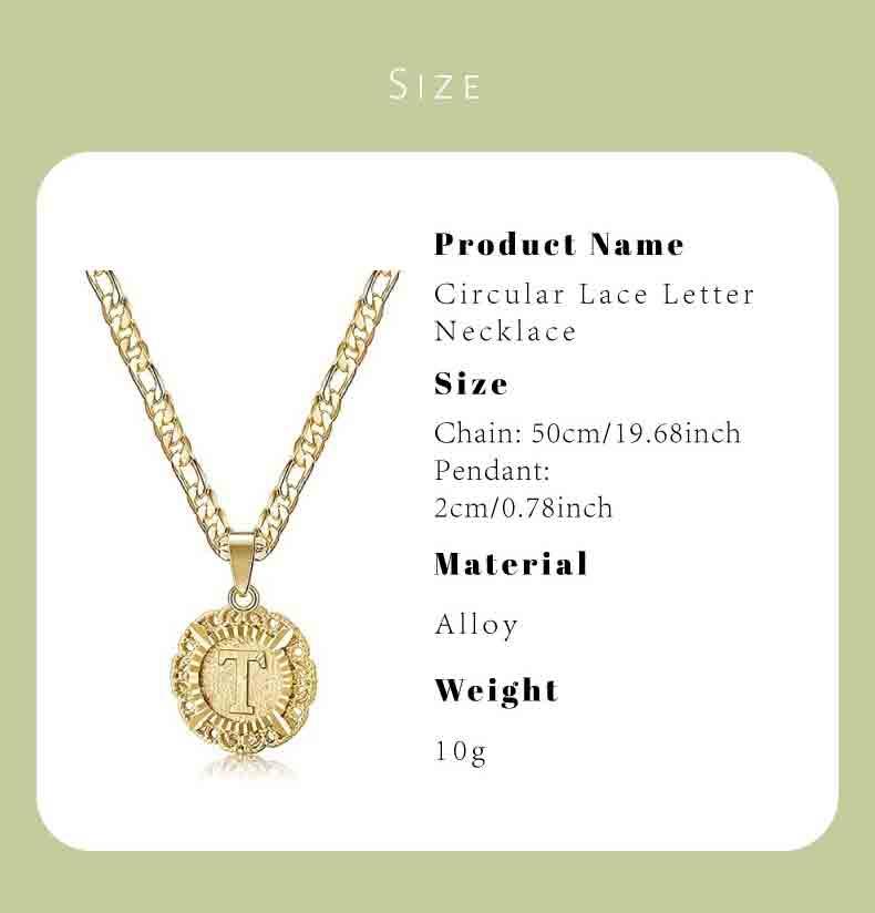 Dainty 18K Gold Plated Round Initial Pendant Necklace For Women and Men,Choose from 26 Letters,Figaro Chain Necklace, Perfect Gift for Him or Her-Hypoallergenic Necklace