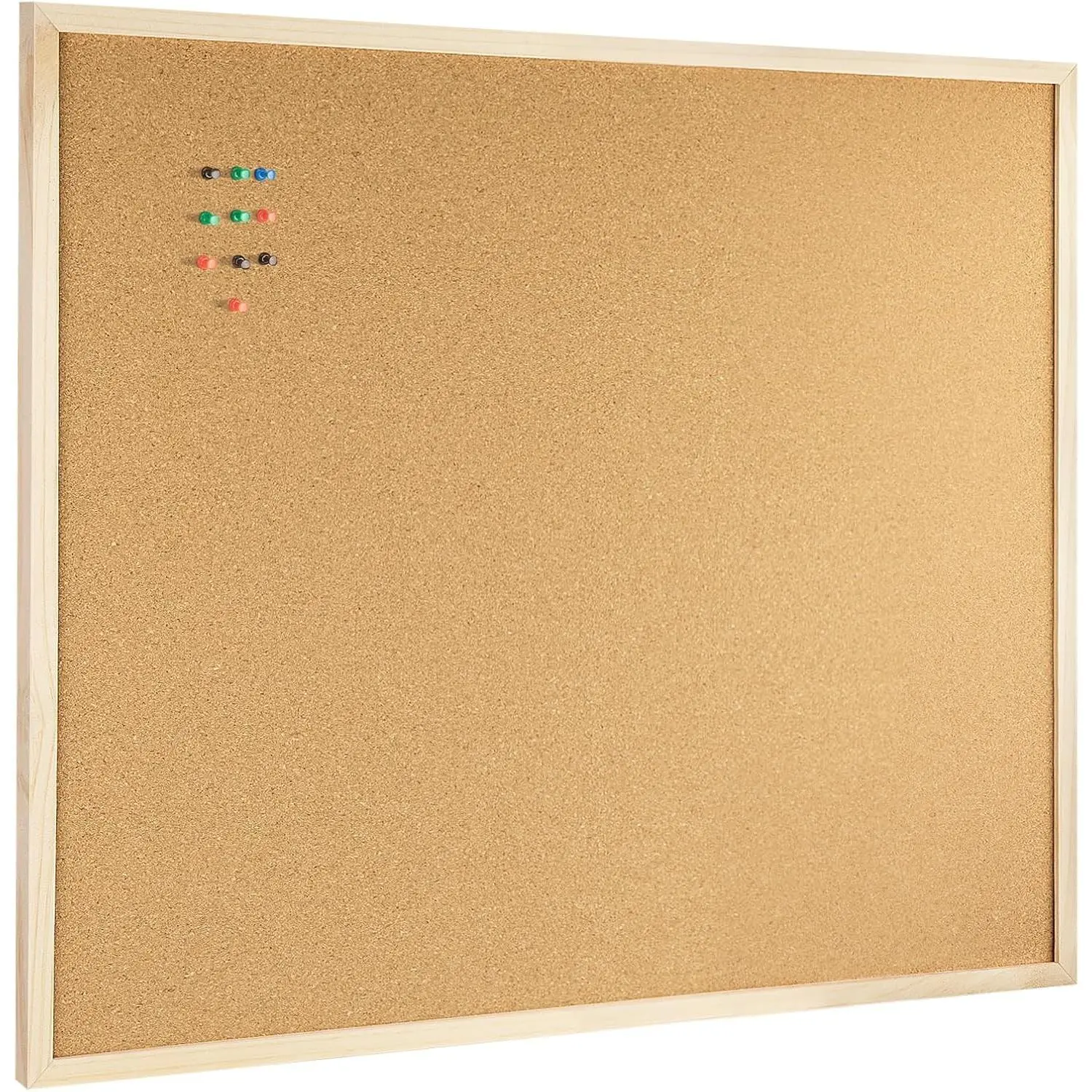 Cork Bulletin Board, 24" x 36",Wood Oak Frame | Decorative Hanging Pin Board, Ideal for Home Office Classroom, School and Dorm