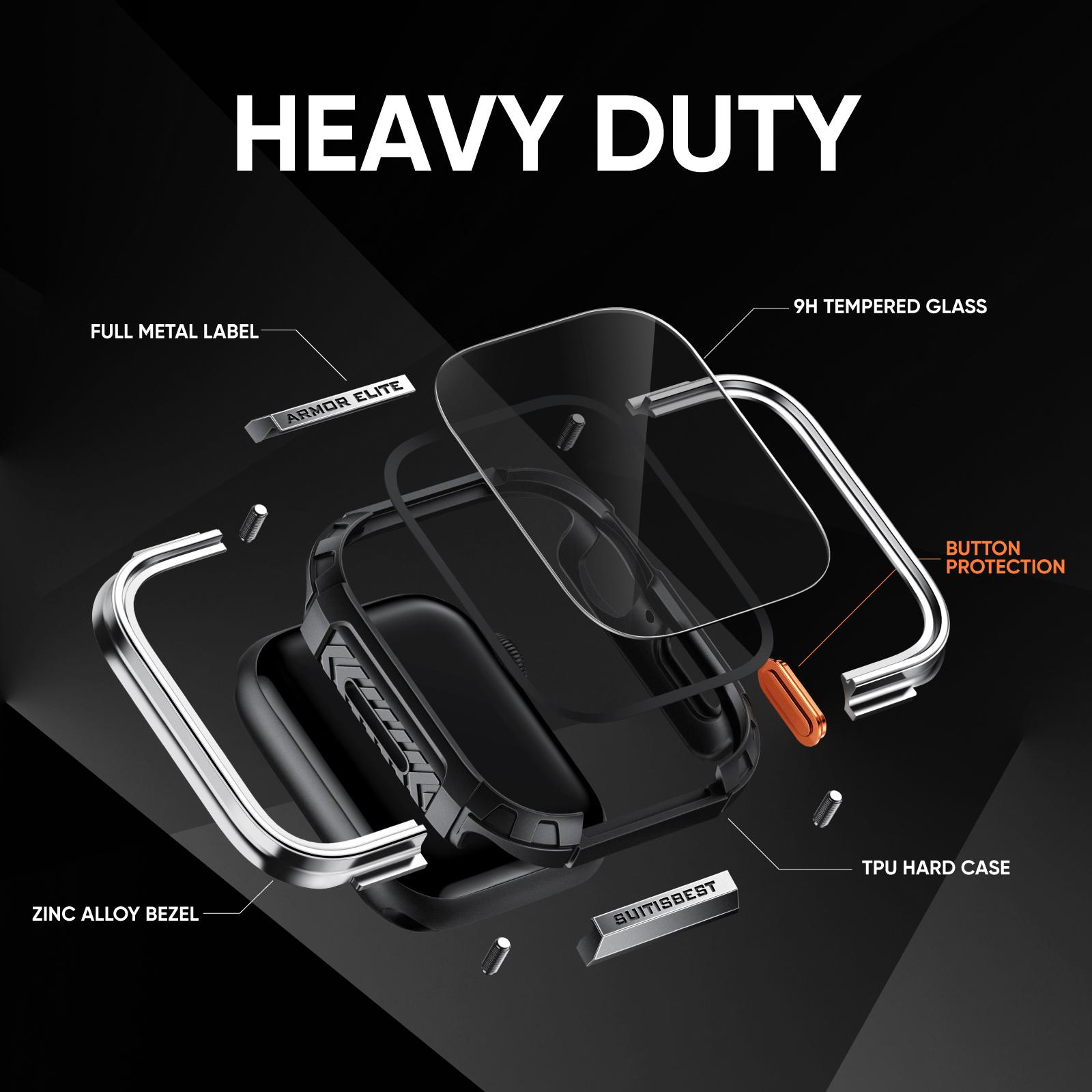 ArmorElite Case for Apple Watch Series 11 10 49mm 46mm 45mm 44mm with Screen Protector, Shockproof Protective Case Cover Bumper for iWatch Series 11 10 9 8 7 6 5 4 SE