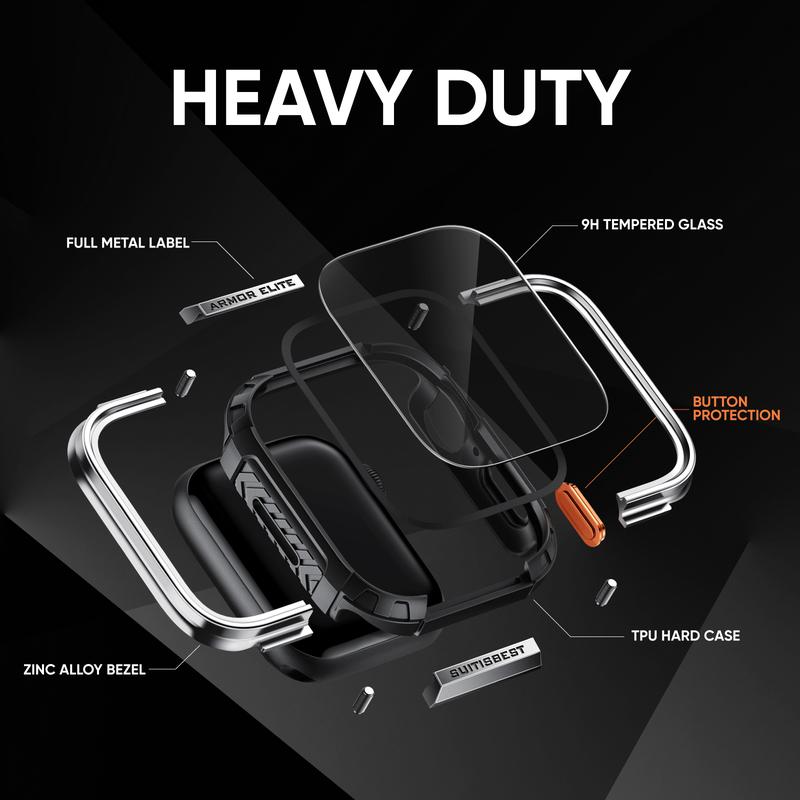 ArmorElite Case for Apple Watch Series 11 10 49mm 46mm 45mm 44mm with Screen Protector, Shockproof Protective Case Cover Bumper for iWatch Series 11 10 9 8 7 6 5 4 SE