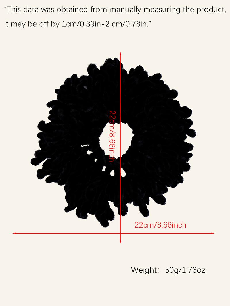 Oversized Fluffy Black Scrunchie Soft Voluminous Hair Tie Elastic Hair Band for Women Girls Trendy Messy Bun Half-Up Hairstyle Wrist Accessory Stretchy No-Slip Hair Accessories for Fall Winter