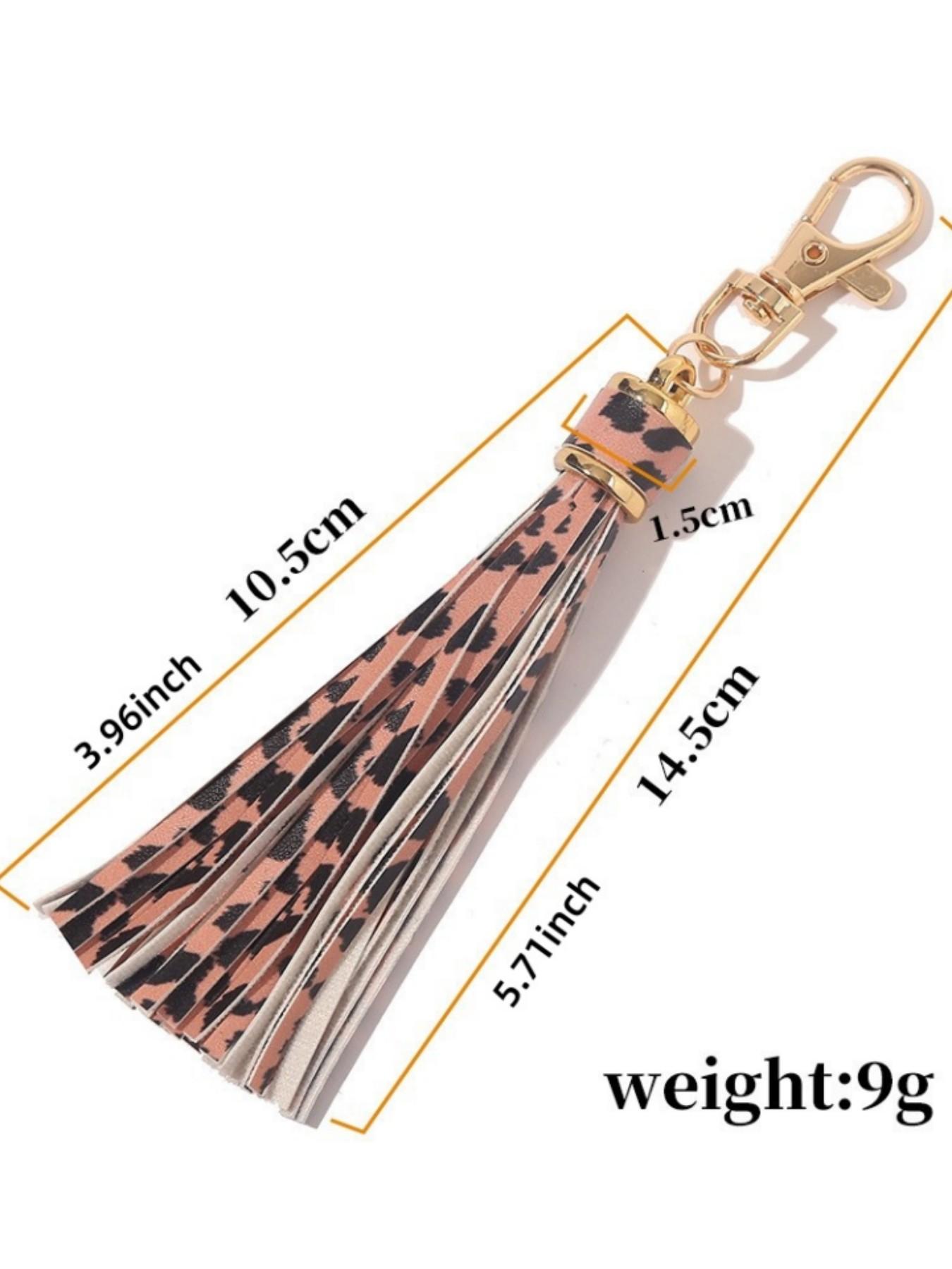 PU Leather Tassel Keychain, Silicone Bead Bracelet Keychain Accessory, Mother's Day Gift, Card Bag Charm, 1pcs