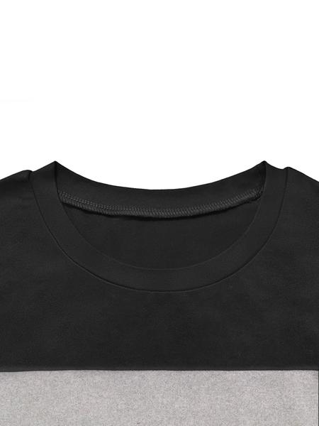 Women's Fall New Colorblock Round Neck Long Sleeve Top & Skinny Pants Set, Casual Two-Piece, Comfortable Fashion Clothing