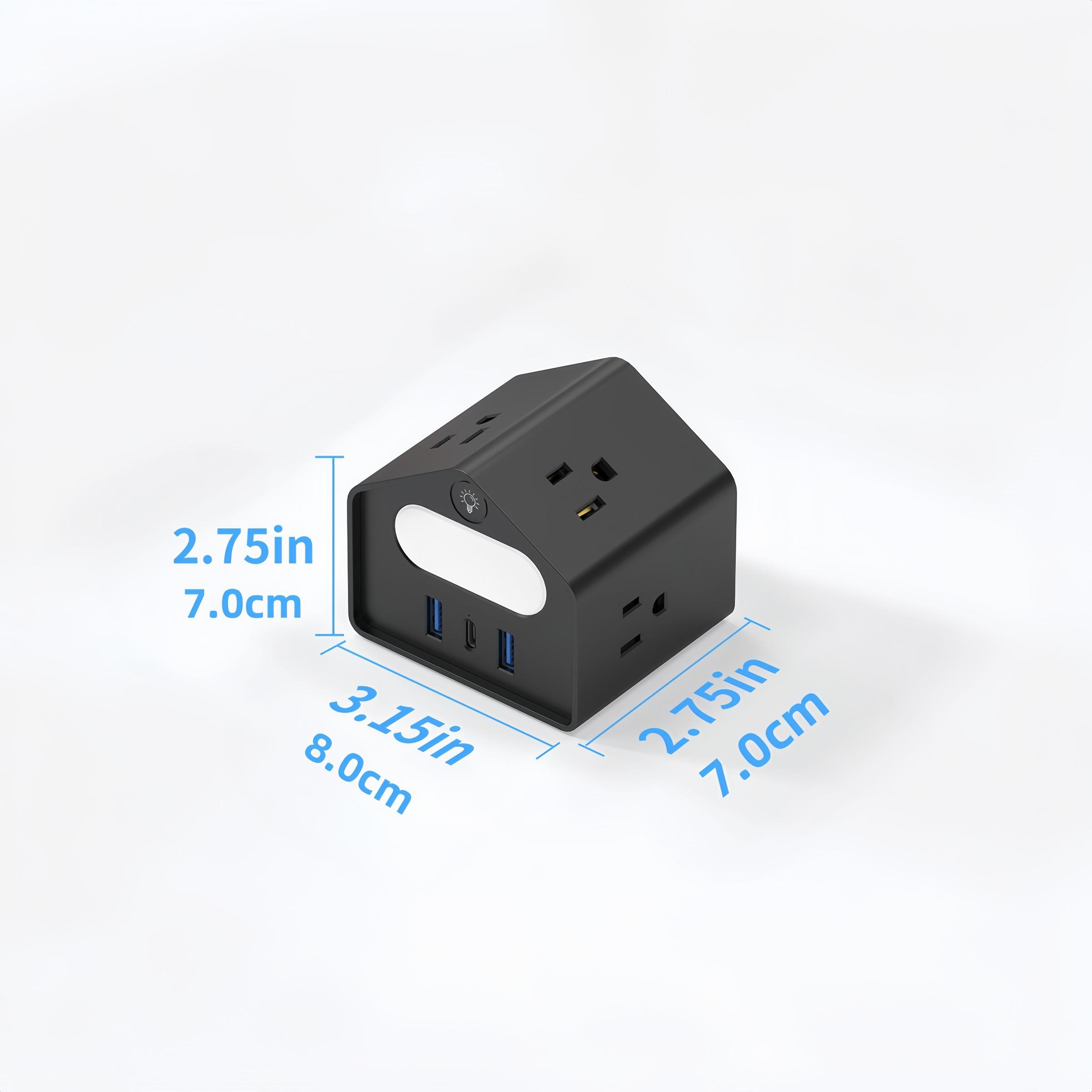 Us Plug Mini Socket with Pd18w Fast Charging, Creative Design Power Strip, 2 Meter Extension Cord for Office & Home Use