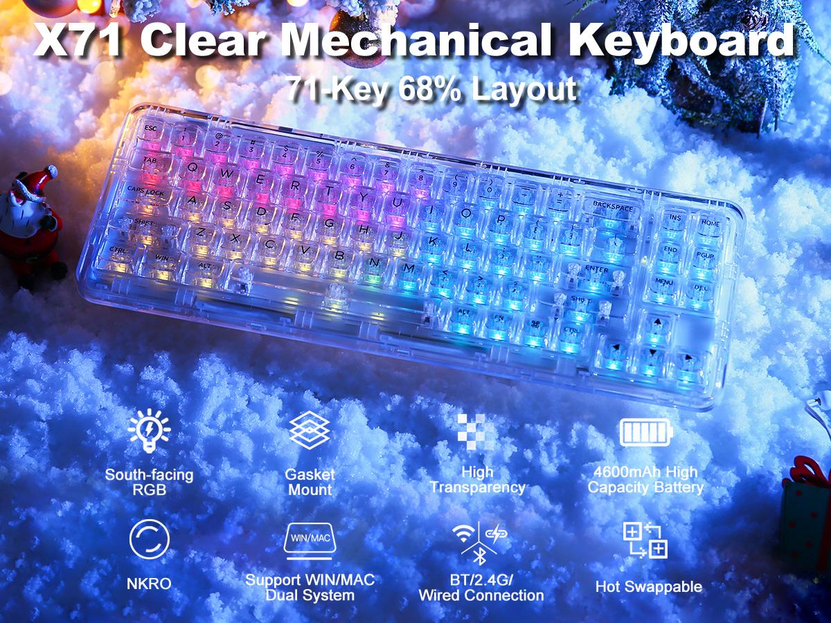 YUNZII X71 Transparent Mechanical Keyboard - RGB, Wireless - TikTok Shop