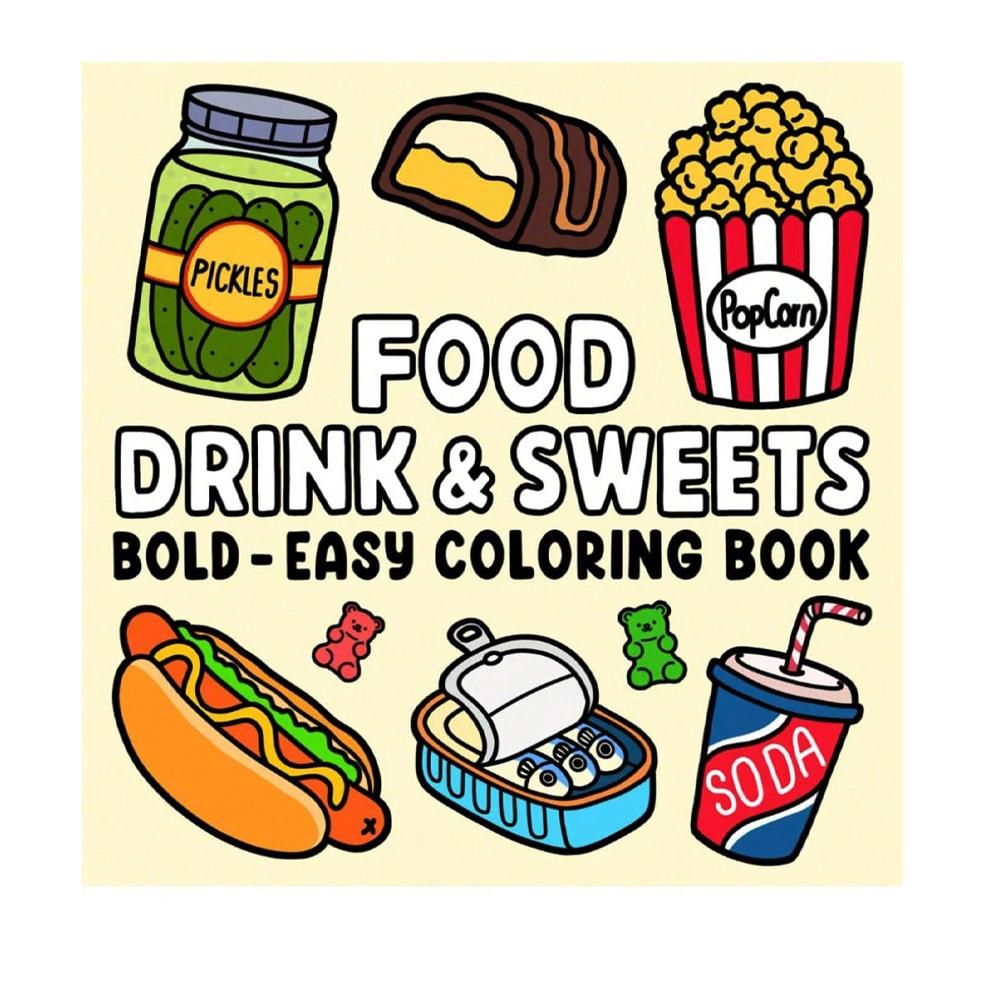 Adult Coloring Book Food Drink Sweets, Healing Self-Care Patterns, Relaxing Creative Time for Girls, Perfect Holiday Gift