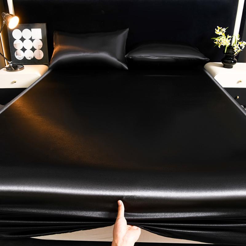 2/3Pcs Silky Satin Bed Sheet Set, Satin Bed Sheets, Dustproof Mattress Protector, Soft and Comfortable Fitted Sheet, Skin-Friendly & Breathable, Smooth Mattress Cover, Silk-Like Bedding for Bedroom/Dorm/Hotel, Multiple Sizes Available