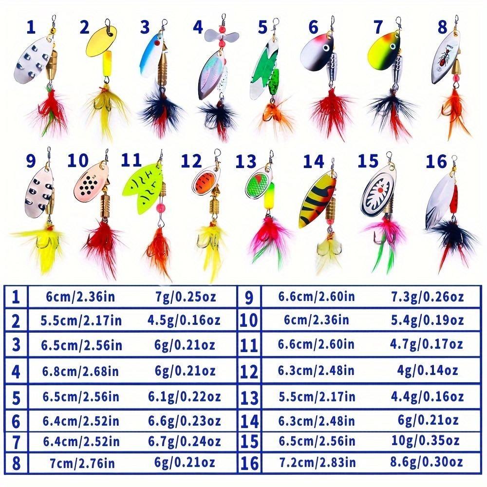 16pcs Fishing Spinner Lure Set with Storage Bag, Spoon Baits for Bass & Trout, Portable Fishing Tackle Kit, Ideal for Anglers