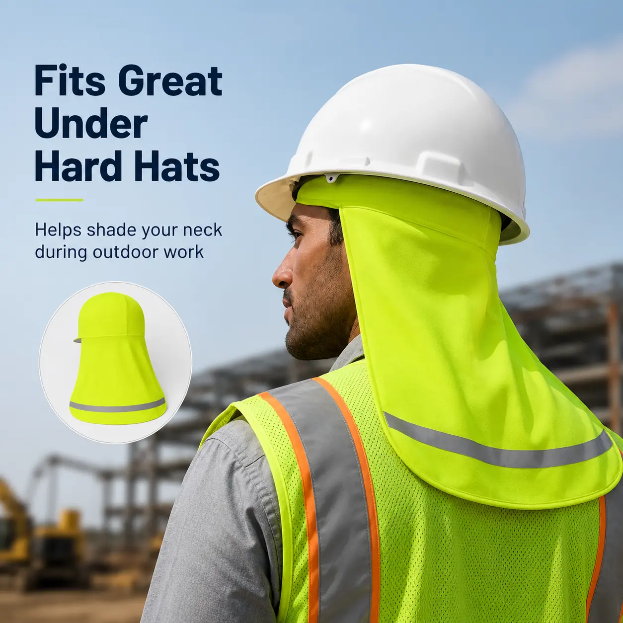 4Pcs Cooling Skull Cap with Neck Flap, One Size Hard Hat Liner, Breathable Hard Hat Accessories for Outdoor Work & Fishing