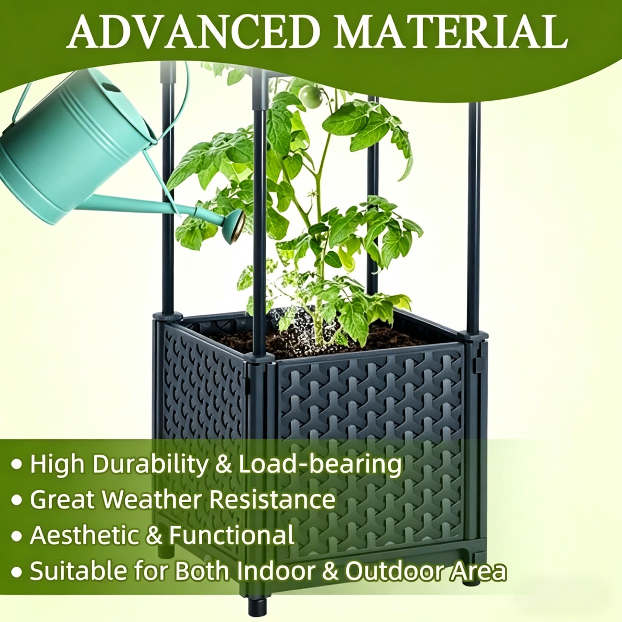 Elevated Garden Bed Planter Box, Self-Watering Tomato Planter, Indoor Climbing Vegetable Plant Pot, Outdoor Tomato Cage