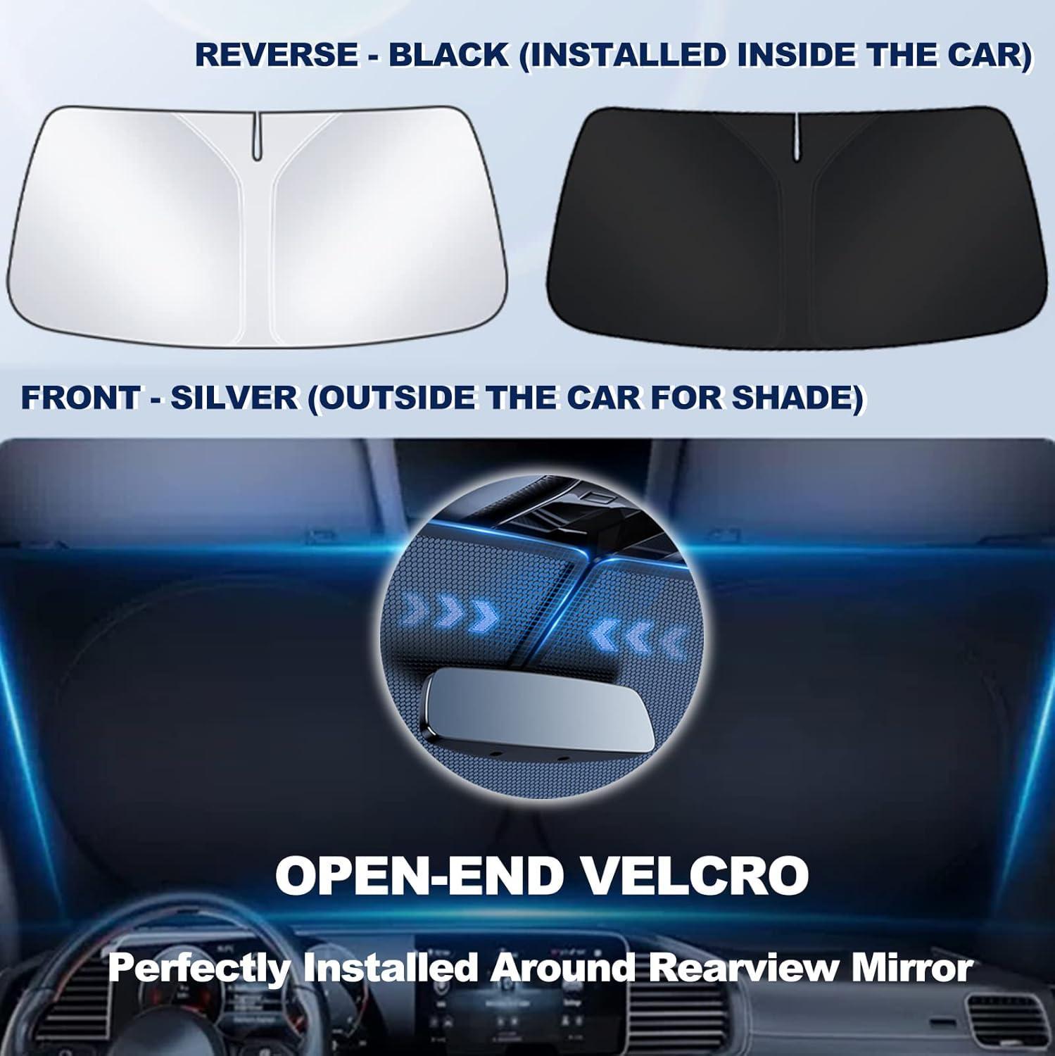 Canvcle Windshield Sun Shade for 2011-2025 Dodge RAM 1500 CrewCab MegaCab 2Dr RegularCab 4Dr QuadCab Foldable Sun Visor Protector Blocks UV Rays Keeps Car Cooler Premium Fabric Material Energy Efficient AC - Semi Truck Sunshade