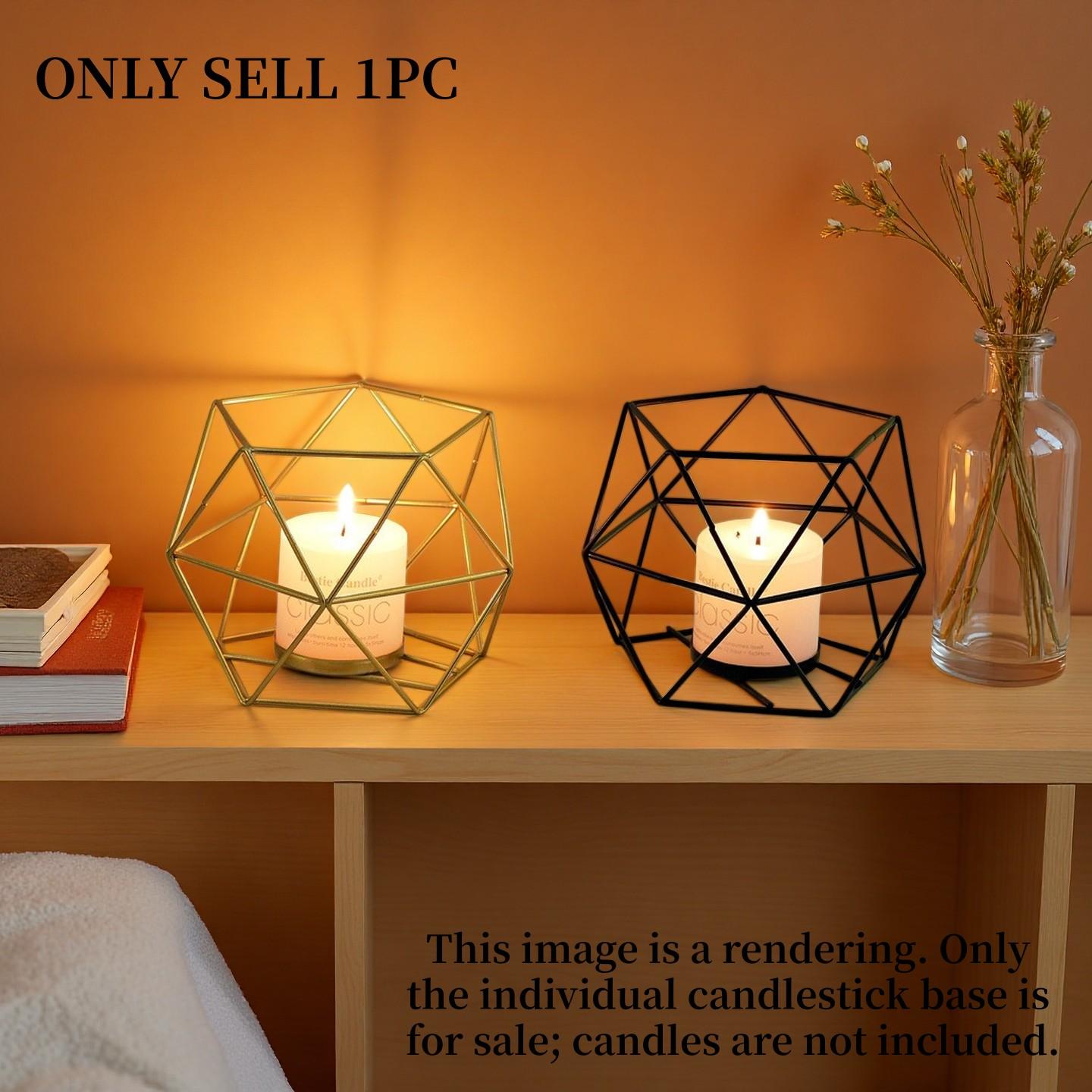 Creative Geometric Candlestick Base, Iron Art Material, Aromatherapy Candle Base, Decorative Candlestick Ornament for Table, Bar & Restaurant, Home Decoration