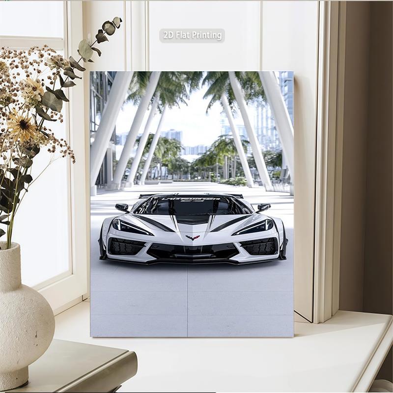 1 piece 2D flat design frameless canvas poster Corvette Supercar Poster Suitable for home decoration, living room, bedroom, office, restaurant, bar wall decoration, art pieces, perfect gifts and