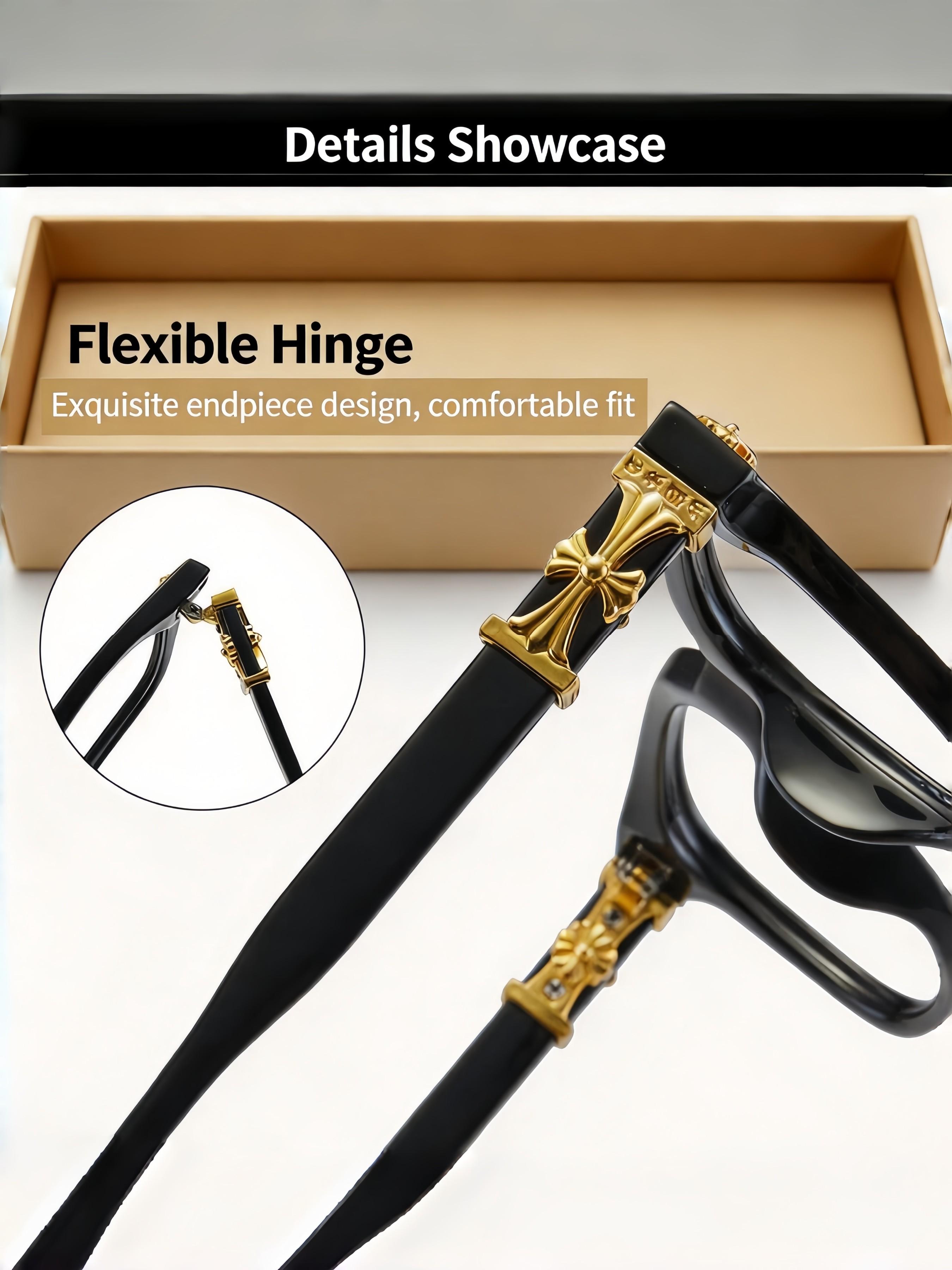 Classic Square Frame Sunglasses, Unisex Casual Optical Glasses, Random Print Decorative Lenses, All Seasons Travel Fashion Eyewear