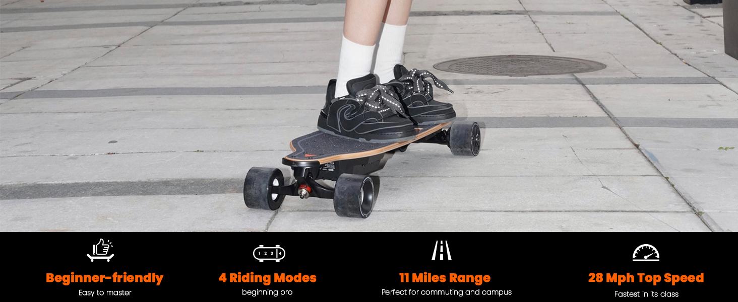 MEEPO V5 Electric Skateboard with Remote, Top Speed of 29 Mph, Smooth Braking, Easy Carry Handle Design, Suitable for Adults & Teens Beginners Mobgriptape Rubber Wheels skateboard skateboard skateboard