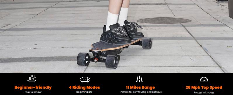 MEEPO V5 Electric Skateboard with Remote, Top Speed of 29 Mph, Smooth Braking, Easy Carry Handle Design, Suitable for Adults & Teens Beginners Mobgriptape Rubber Wheels skateboard skateboard skateboard