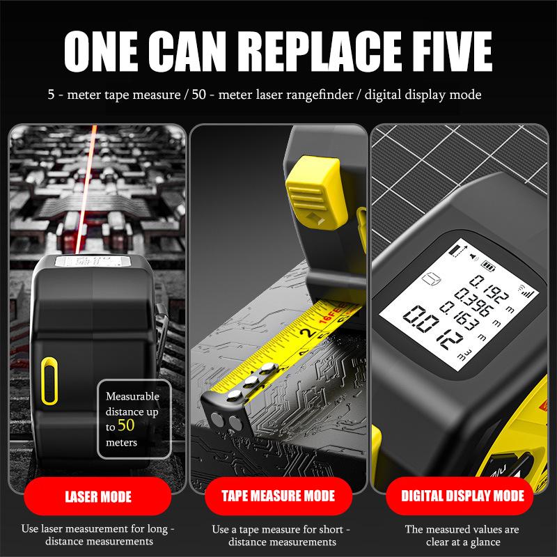LEXI-VON 2 in 1 Digital Laser Tape Measure |   130ft/40m Laser Distance Meter Display On Backlit LCD Screen with 16ft/5m AutoLock Measuring Tape |   Ft/Inch/Fractions/M/mm(LX-201)