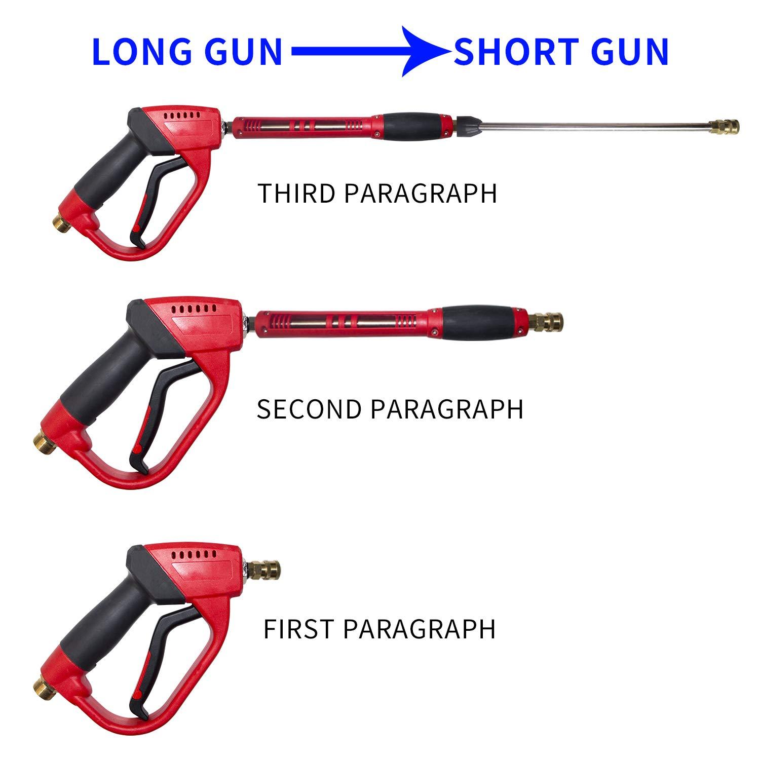 Hourleey Pressure Washer Gun, Red High Power Washer Gun with Replacement Wand Extension, 5 Nozzle Tips, M22 Fittings, 40 Inch, 5000 PSI Quick Connector Safety Trigger Handle