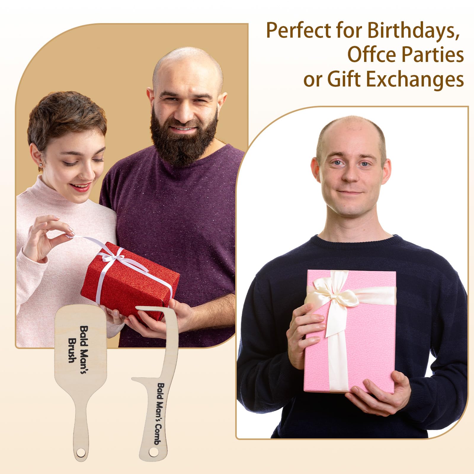 Funny Bald Men Comb Set, Wooden No Hair Brush, Gag Gift for Bald Guys, Creative Hair Styling Tool, Novelty Barber Kit, Hair Styling Combs Funny Bald Men Comb Set, Wooden No Hair Brush, Gag Gift for Bald Guys, Creative Hair Styling Tool, Novelty Barber Kit, Hair Styling Combs