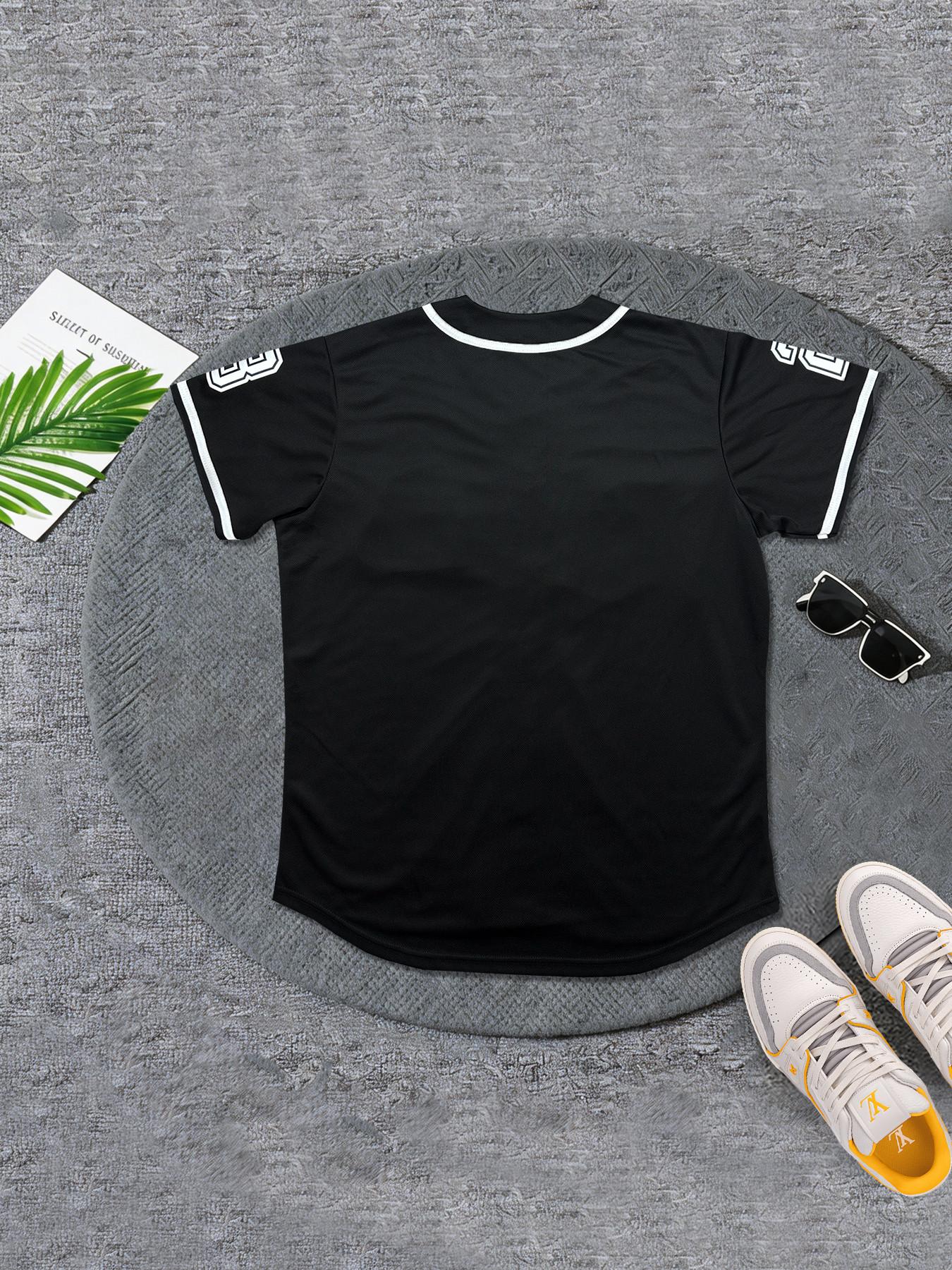 Vintage Los Angeles Embroidered Baseball Jersey for Men Women, Unisex Breathable Casual Short Sleeve Button Down Baseball Shirt, Hip Hop Fashion Streetwear Top