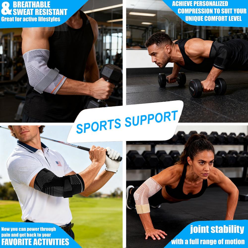 Elbow Brace Support, Breathable Elbow Compression Sleeve with Gel Pad for Golfer's, Tennis Elbow & Tendonitis Treatment & Pain Relief, Sports Arm Sleeves