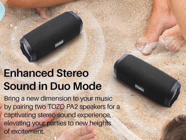 TOZO PA2 Bluetooth Speaker with Dual Drivers & Dual Bass Diaphragms Audio Smartphone FathersDayGift