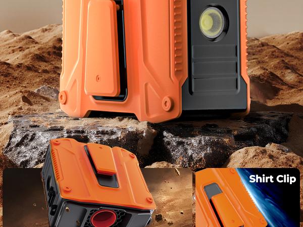 【14500mAh Upgrade】 FrSara Waist Fan built-in Power Bank, Portable Fan, with Metal Clip, High Speed ​​Fan, Cooling Fan that Blows w/ Lanyard, 5-Speed, Light, LED Display, 5 in 1 Outdoor Fan, Desktop Fan, Outdoor Work, Outdoor Sports, Gift for Man