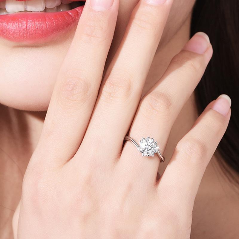 [ASM-R124] s925 sterling silver Snowflake Moissanite Diamond ring for women 1 carat moissanite diamond ring Moissanite ring