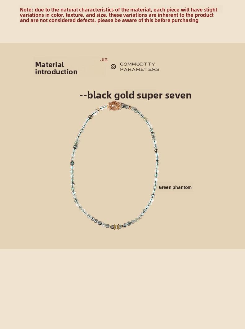 [Full Warehouse Wealth] crystal bracelet, green phantom quartz super seven double layer, unisex, daily wear gift, natural stone gold accents, wealth career success balance vitality symbol