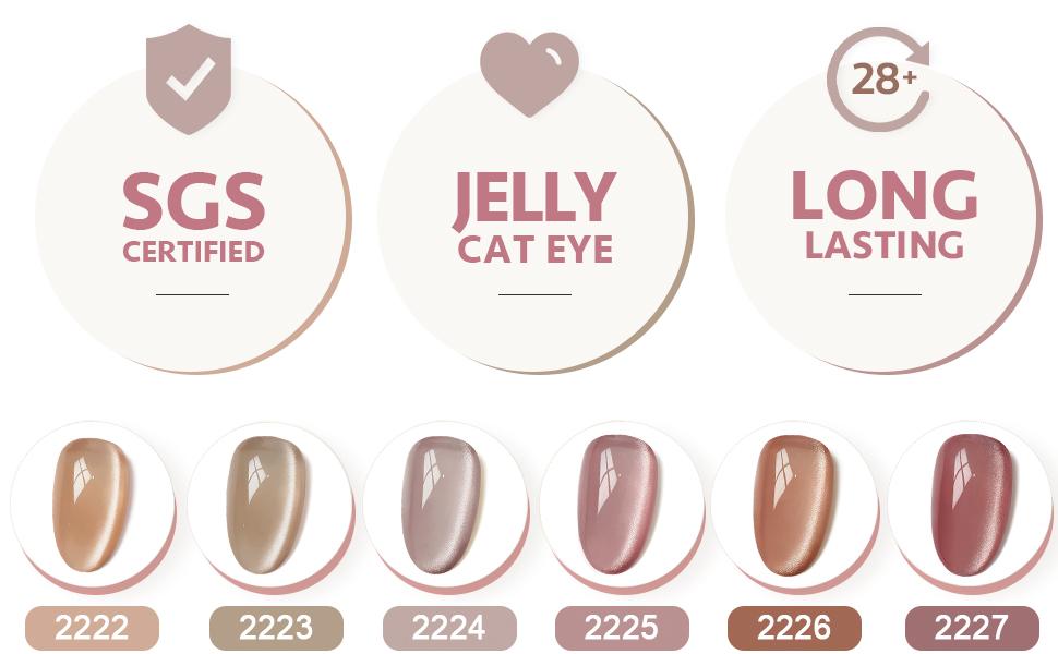 GAOY Pale Rose Cat Eye Gel Nail Polish Set with Magnet, Jelly Pink Silver Cat Eye, Salon Gel Manicure and Nail Art DIY at Home