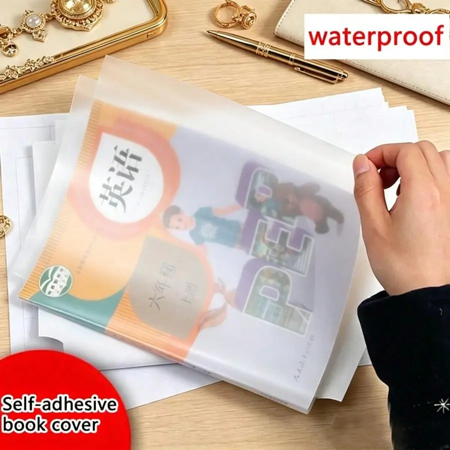 10-Pack A4 Book Covers, Matte Transparent Waterproof Protective Film, No Cutting Needed, Ideal for School Textbooks and Classrooms, Durable for Students