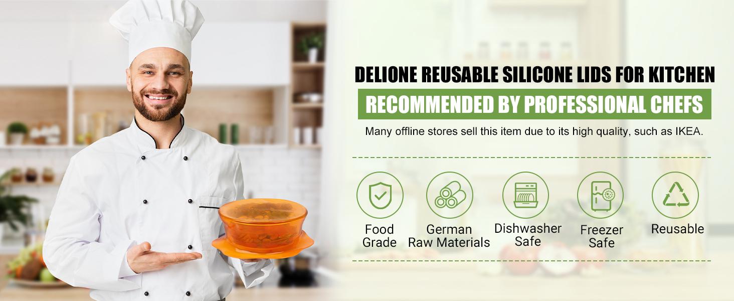 CuLiDing Kitchen Food Storage Silicone Lids - Reusable Flexible Bowl Lids for Cups or Square Containers, Fridge and Microwave Safe, Mixed Sizes, 6PCS