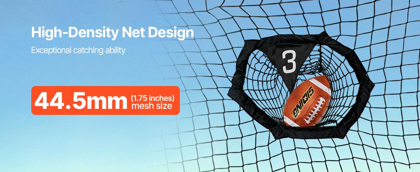 VEVOR 8x 8 ft Football Trainer Throwing Net, Training Throwing Target Practice Net with 6 Target Pockets, Knotless Net Includes Straps and Portable Carry Case, Improve QB Throwing Accuracy, Black