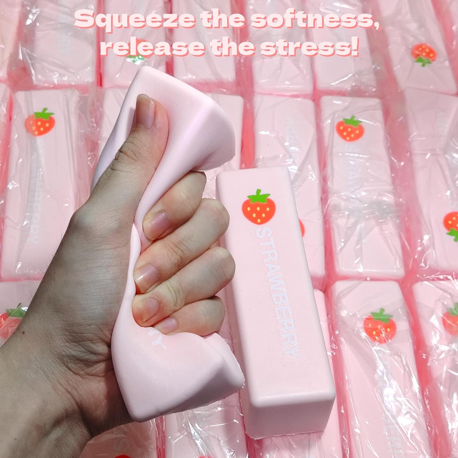 1-Pack Strawberry Squishy Fidget Blocks - Super Soft Slow Rising ...