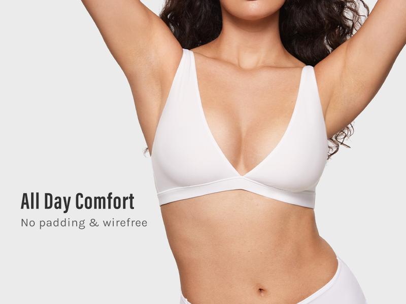 INLYRIC Women's Inbarely Soft Plunge Bralette Deep V Unlined Triangle No Padding No Underwire Sexy Comfort Sleep Bra