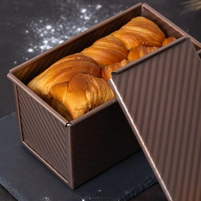 15.87oz  2pack Pullman Bread Pans with Lid, 1LB Capacity Bread Loaf Pan, Non-Stick, Easy Release Sandwich Bread Loaf Pan for Baking Homemade Bread Bakeware Reusable Mold