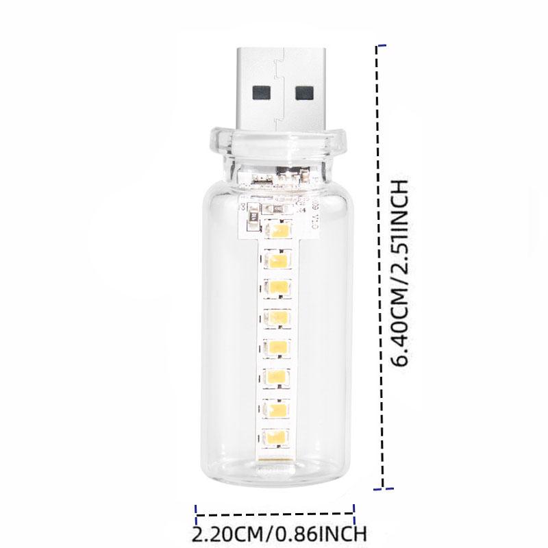 Portable USB Touch Control Dimmable LED Night Light, Glass Bottle Table Lamp, Car Atmosphere Light, Edison Bulb Decor, DIY Decoration