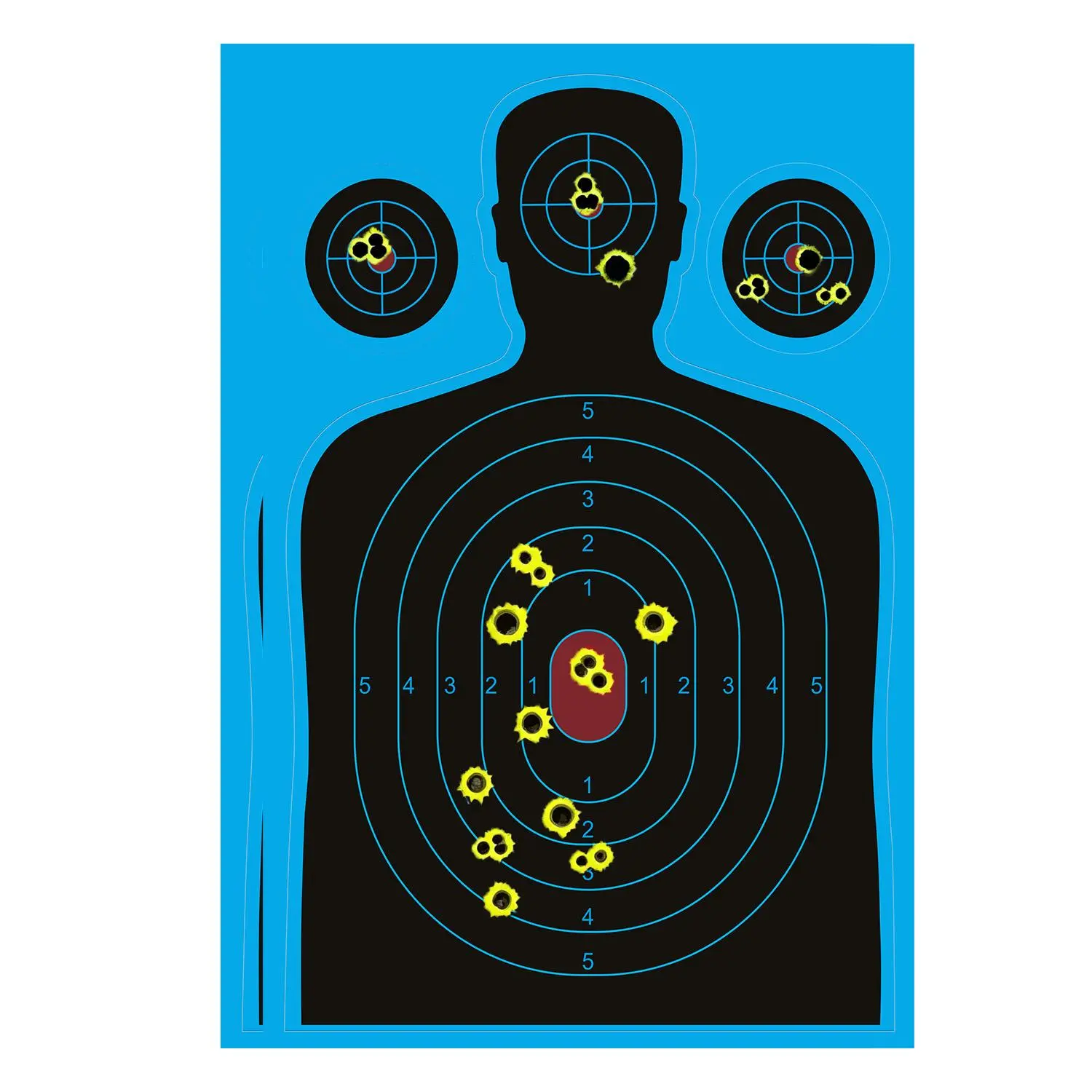 12x18 Inch Blue Silhouette Splatter Shooting Targets, Fluorescent Impact Reactive Human Body Target Paper for Gun Pistol Archery Dart Training, 5/10/20/30 PCS Optional