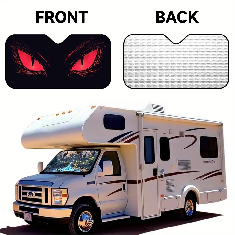 Halloween Skull Car Sunshade, UV Protection, Foldable Polyester, Fits Rvs and Suvs, Front Windshield Protector, Universal Fit