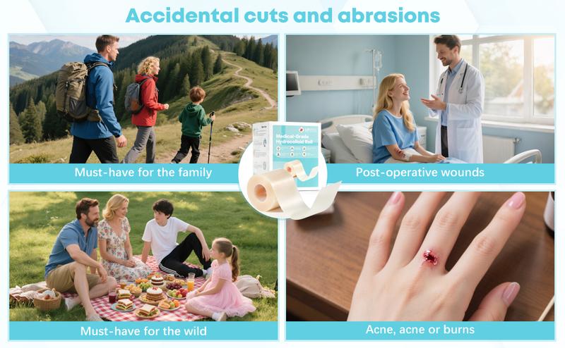 LIFARA Hydrocolloid Roll for Wound Care - Cut-to-Size, Extra Large Hydrocolloid Patch Bandages with Self-Adhesive, Ultra Absorbent, Flexible & Waterproof, First Aid Kit Essential (2in*16ft, 11.8mil/ 0.3mm Thickness))