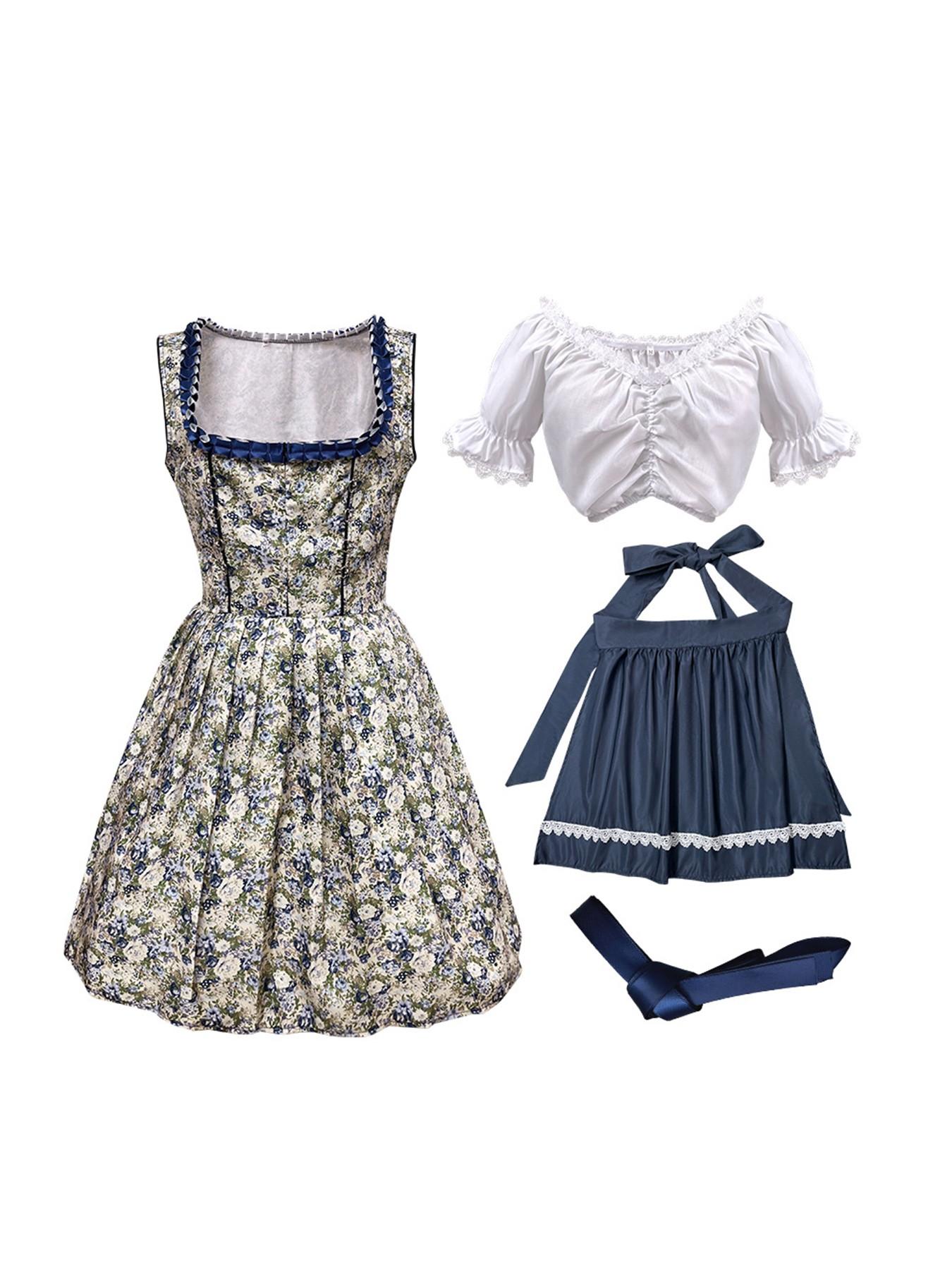 German Munich Beer Festival Women's Costume, Bavarian National Uniform Dress, Slim-Fitting Solid Pattern, All Seasons Performance Wear